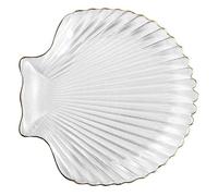 Ipetboom Plato de Vidrio Transparente Borde Dorado, Plato para Frutos Secos y Postres, Bandeja Forma de Concha para Servir Desayuno y Exhibición de Joyería, Uso Doméstico y Restauración