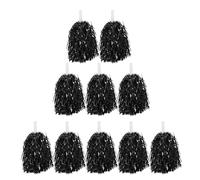 Ipetboom Pompones de animadoras, 10 Unidades, Ligeros, Reutilizables, con diseño de asa, para porristas, competencias y Fiestas de Baile, Color Negro