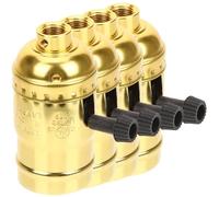 Ipetboom Portalámparas Vintage de Aluminio Dorado E26/E27 Base Ligera de 4 Piezas 2 E26 2 E27 Soporte para Bombilla de Rosca Adecuado para Iluminación en Cocina Dormitorio y