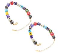 Ipetboom Pulsera Ajustable para Mujer 2 Piezas Cuentas de Vidrio Ojo Turco Pulseras Elásticas de Cuentas de Cristal Coloridas Joyería Artesanal Mal de Ojo para Uso Diario y Fiestas