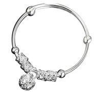 Ipetboom Pulsera de Campana para Niños Unisex, Brazalete de Joyería de Cobre Bañado en Plata, Delicado y Ajustable, Obsequio para Ñiño y Recién Nacido, Uso en Celebraciones y Diario