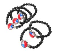 Ipetboom Pulsera de Cuentas Negra Bandera de 5 Piezas Pulsera Patriótica Unisex Accesorio Portátil para Amistad y Ocasiones Festivas