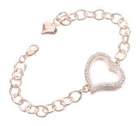 Ipetboom Pulsera de Foto con Colgante Forma de Corazón Ajustable y Abierto Brazalete de Aleación con Incrustaciones de Rhinestones Pulsera con Foto Personalizada para Mujer Esposa Madre y