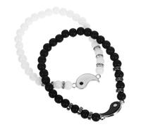 Ipetboom Pulseras de Cuentas a Juego para Diseño Yin Yang Ajustable Cordón Tejido Pulseras Amistad Hechas a Mano en Negro y Blanco Accesorio Unisex para Obsequio y Uso Diario