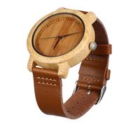 Ipetboom Reloj De Madera para Hombre Movimiento De Cuarzo De Bambú, Estilo Informal, Correa De Cuero Auténtico, Ligero y Duradero, Uso Diario y Viajes, Diseño Hecho a Mano