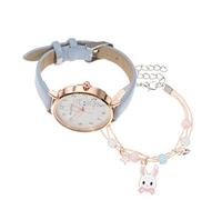 Ipetboom Reloj de Pulsera Adorable con Diseño de Conejito Pulsera Infantil Ajustable para Niñas, Conjunto 2 Piezas, Correa Suave y Ligera, Adecuado para Estudiantes y Uso Diario