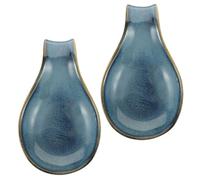 Ipetboom Reposacucharas de Cerámica 2 Piezas Soporte Compacto Antideslizante Diseño Elegante para Cocina y Decoración de Mesa Reposacucharas para Salsas y Utensilios