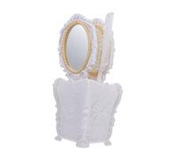 Ipetboom Set de Peine Antistático y Espejo Blanco Elegante Estuche de Pvc, Kit Portátil para Masaje Capilar y Peinado Femenino, Herramientas de Peluquería para Uso en Salón y Viaje