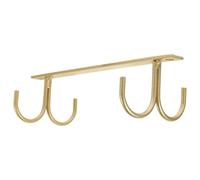 Ipetboom Soporte de Armario de Hierro Dorado 4 Ganchos para Colgar Tazas, Organizador Inferior para Cocina Que Ahorra Espacio, Portavasos Multifuncional para Estantes de Cocina