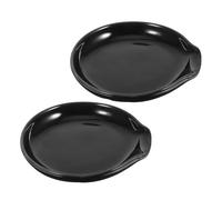 Ipetboom Soporte de Cerámica para Cucharas de Cocina 2 Piezas Reposacucharas Redondo Negro Porta Utensilios para Cucharón y Espátula Adecuado para Encimera y Organización en Cocina