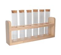 Ipetboom Soporte de Madera para Tubos de Ensayo de Vidrio Transparente Organizador Multifuncional para Cocina y Almacenamiento de Granos Decorativo para Hogar y Cafeterías