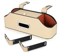 Ipetboom Soporte Organizador para Reposacabezas de Coche Caja de Almacenamiento Portavasos Doble Forro Suave Color Beige Cálido Accesorio Funcional para Asiento Trasero de Vehículo