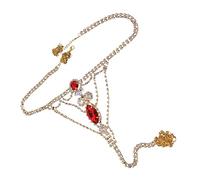 Ipetboom Tanga Gemas De Imitación Dorada, Cadena Corporal Ajustable De Aleación Para Mujer, Joya Íntima Para Fiestas, Discotecas y Festivales, Diseño Completo y Brillante