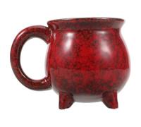 Ipetboom Taza de Caldero de Cerámica Roja Esmaltada 350 Ml para Halloween Taza de Café Original Asa Ergonómica Mini Tazón de Sopa Temática para Fiestas y Uso Cotidiano