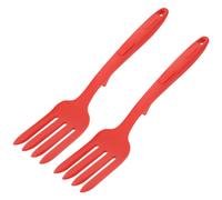 Ipetboom Tenedores de Silicona para Servir Pasta 2 Unidades, Tenedor de Cocina Reutilizable y Ergonómico, Utensilios de Cocina Grandes en Color Rojo, Aptos para Hogares, Restaurantes