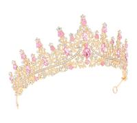 Ipetboom Tiara de Cristal Rosa para Boda y Fiestas, Diadema Ligera y Cómoda de Aleación de Zinc Diseño Barroco Elegante y Lujoso para Novias y Reinas