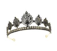 Ipetboom Tiara De La Vendimia Coronas De Tiara Decoración De La Novia De Lujo De Imitación Princesa Tocado De Vintage Diadema De Reina Real Black Metal