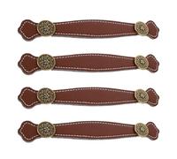 Ipetboom Tiradores de Cuero para Muebles 4 Piezas Estilo Vintage Manijas para Cajones y Armarios Aleación de Zinc Asas de Piel Rojo Marrón y Verde Antiguo Distancia 128 MM Uso Maletas