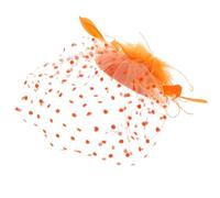 Ipetboom Tocado de Malla con Lazo y Perlas para Mujer Clip de Cabello Vintage para Bodas Fiesta de Té Banquete y Eventos Elegantes Accesorio Ligero y Cómodo Color Naranja