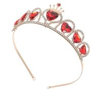 Ipetboom Tocado de Novia Diadema Corazón Cristal Rojo 1 Unidad Tamaño Único Elegante para Mujer Boda Fiesta Accesorio de Cabello Ornamental