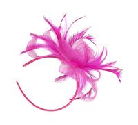 Ipetboom Tocado Fascinador para Mujer Velo y Plumas Artificiales, Diadema y Pinza Cabello, Color Rosa Fucsia, para Bodas, Fiestas de Té y Eventos Formales, Accesorios Elegantes Moda