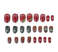 Ipetboom Uñas Postizas de Almendra para Mujeres Juego de Uñas Postizas Navideñas de Cobertura Completa Navideñas Reutilizables Pegamento para Celebraciones de Fin de Año
