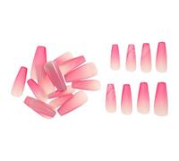 Ipetboom Uñas Postizas Francesas Degradado Rosa Ombré, Cobertura Total, Estilo Ataúd, 1 Juego Cuadrado Hecho a Mano, Presione sobre Uñas para Manicura Doméstica