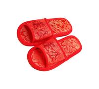 Ipetboom Zapatillas de Boda Rojas Antideslizantes para Casa Delicadas y Cómodas Diseño Chino Tradicional para Estación Templada y Otoño