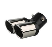 IPEVMLZ 1UNID 2.5" Entrada Decorativa Cromo Para Tubo Terminal Estilo Auto Enchape Escape Auto Silenciador Tubo Cola Acero Inox Doble Salida Curvada(Plata,Doblado)