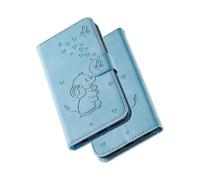 IPhone 11 Phone Case, Lovely Elephant Love Heart Cartoon Pattern with Card Slot,Folding Stand, Magnetic Flip Cover, Compatible for iPhone 11-blue