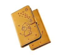 iPhone 11 Pro Phone Case,Lovely Elephant Love Heart Cartoon Pattern with Card Slot,Folding Stand,Magnetic Flip Cover,Compatible for iPhone 11 Pro-Yell