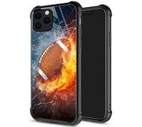 iPhone 12 Mini Rugby American Football On Fire iPhone 12 Minis para hombres chicas chicas dual capas shock a prueba de choque tpu suave + dura PC PCO