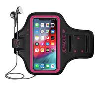 iPhone 14 Pro MAX, 13 Pro MAX, 14 Plus Running Brazalete, JEMACHE Deportivo Correr Móvil Brazo Banda Funda para iPhone 14 Plus, 14/13/12/11 Pro MAX, XS MAX (Rosy)