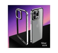 (iPhone 15 Pro, Silver) Metal Frame Slim Fit No Back Design Excellent Heat Dissipation For Iphone 15 Pro Max/ Iphone 15 Pro Anti-fall Edge Protection