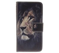 iPhone 7 Funda, SATURCASE Cuero De La PU Magnético Capirotazo Billetera Apoyo Bumper Protector Funda Carcasa Case para Apple iPhone 7 Cool Lion