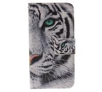 iPhone 7 Funda, SATURCASE Cuero De La PU Magnético Capirotazo Billetera Apoyo Bumper Protector Funda Carcasa Case para Apple iPhone 7 Cool Tiger