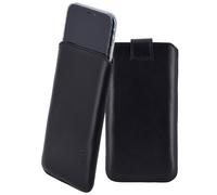 IPHONE XR Funda Piel Auténtica Móvil Cubierta de Protección en Negro + Silicona