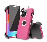 iPhone15case with privacy screen and lens protector, rose