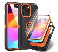 iPhone16Pro Max case with screen protector black orange