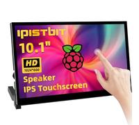 iPistBit - visualización Raspberry Pi, monitor de visualización táctil de 10.1 pulgadas, IPS 1024 x 600, altavoces integrados duales, monitor portátil HDMI compatible con Raspberry Pi 5/4/3/cero, sin