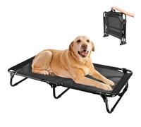 Ipixune Cama elevada para perro, cama plegable para mascotas sin configuración, cama elevada refrescante con malla transpirable, patas antideslizantes, cunas duraderas para uso en interiores y