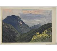 IPLUPJDY Imagen de Lienzo Modernos Cuadro Famosa Pintura Reproducción De Daitenjodake De la Serie Doce Escenas en los Alpes Japoneses por Hiroshi Yoshida para Decoraciones del Hogar 60x90cm