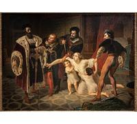 IPLUPJDY Imagen de Lienzo Modernos Cuadro Famosa Pintura Reproducción el sacrificio de ines di castro de karl pavlovich bryullov para Decoraciones del Hogar 60x90cm