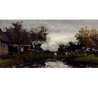 IPLUPJDY Imagen de Lienzo Modernos Cuadro Famosa Pintura Reproducción Granjas a orillas del mar de Jan Hendrik Weissenbruch para Decoraciones del Hogar 60x90cm