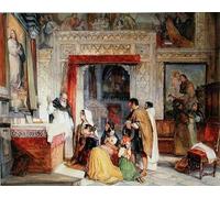 IPLUPJDY Imagen de Lienzo Modernos Cuadro Famosa Pintura Reproducción la Sacristía de la Catedral de Toledo por John Frederick Lewis para Decoraciones del Hogar 60x90cm