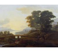 IPLUPJDY Imagen de Lienzo Modernos Cuadro Famosa Pintura Reproducción Paisaje y cabras cruzando un puente de Claude Lorrain para Decoraciones del Hogar 60x90cm