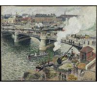 IPLUPJDY Imagen de Lienzo Modernos Cuadro Famosa Pintura Reproducción Pont Boieldieu en Rouen Tiempo húmedo por Camille Jacob Pissarro para Decoraciones del Hogar 60x90cm