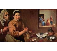 IPLUPJDY Lienzo Poster Clásicas Poster Cuadro Sobre Lienzo Cristo en casa de Marta y María de Diego Velázquez para Decoración de Paredes 60x90cm