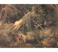 IPLUPJDY Lienzo Poster Clásicas Poster Cuadro Sobre Lienzo Esclavos que escapan por el pantano de Thomas Moran para Decoración de Paredes 60x90cm