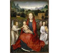 IPLUPJDY Lienzo Poster Clásicas Poster Cuadro Sobre Lienzo La Virgen y el Niño entre dos ángeles de Hans Memling para Decoración de Paredes 60x90cm